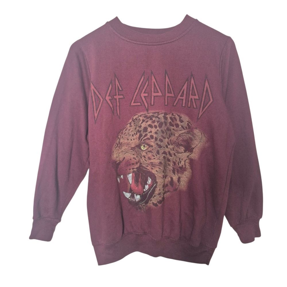 Def Leppard Burgundy Graphic Pullover Crewneck Sweatshirt Size Small